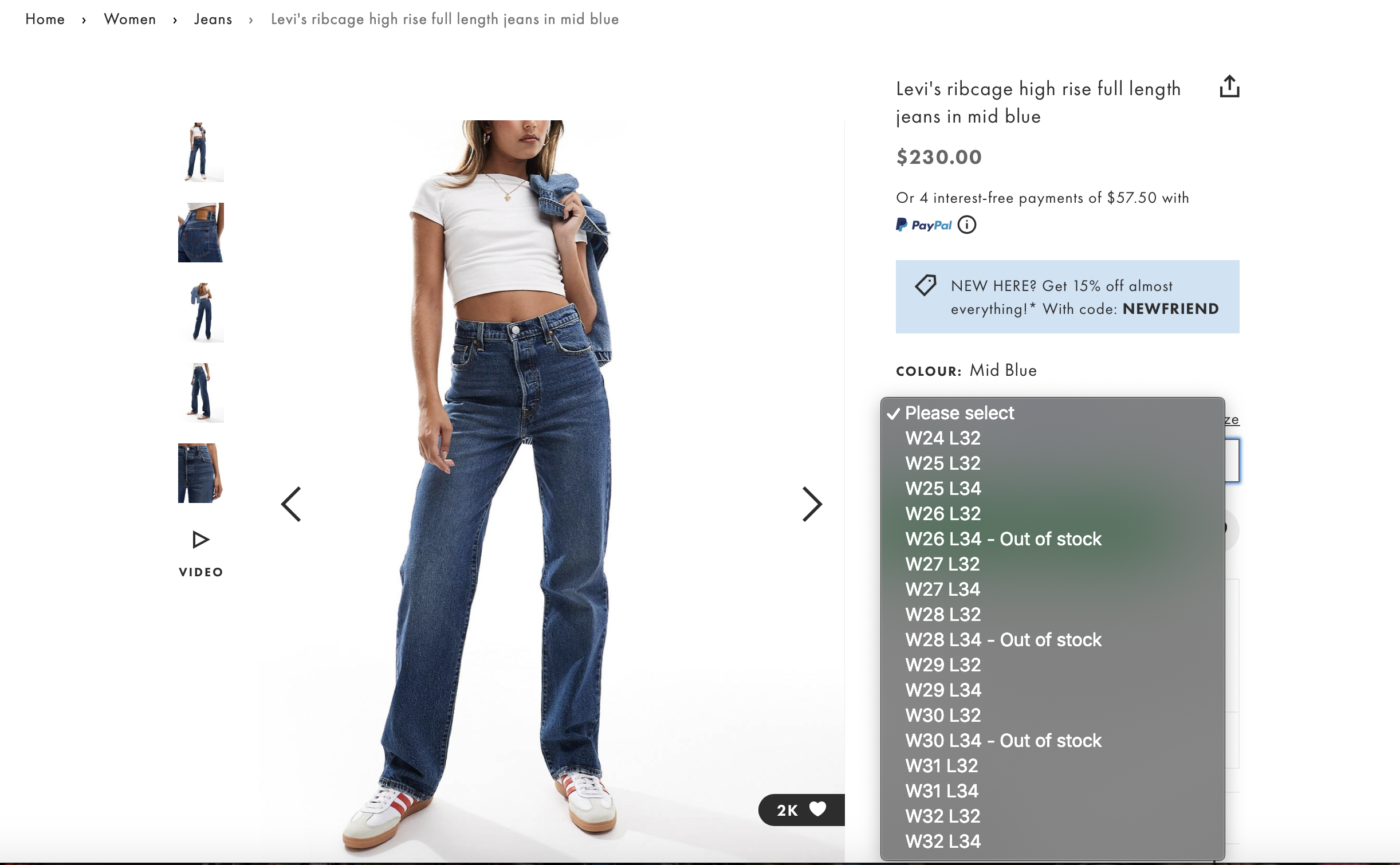 online shopping website shows remaining available sizes | SEO Sydney