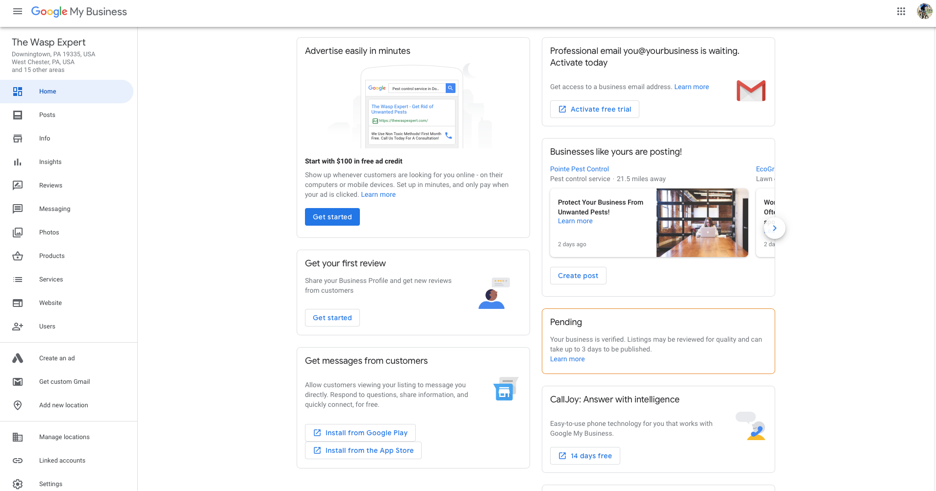 optimising Google Business profile dashboard | SEO Sydney