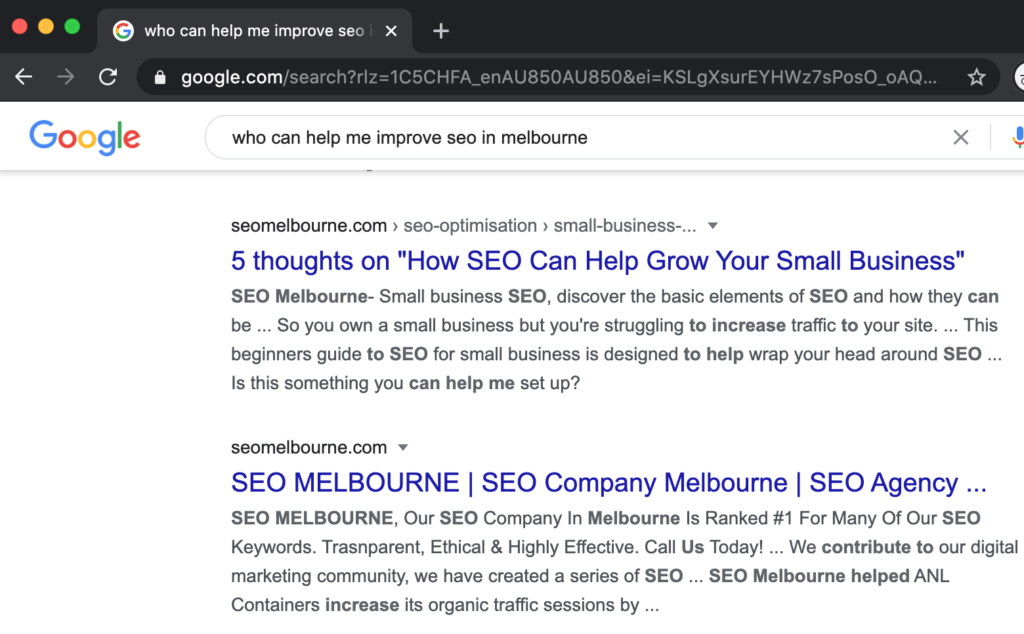 Google Search Results SEO | SEO Sydney